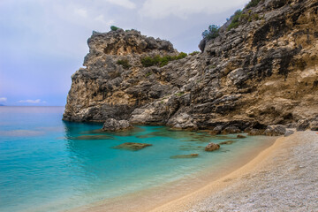 Fototapeta na wymiar Summertime scenery in Greece, Lefkada. Background, copy space