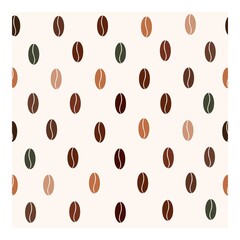 Fototapeta na wymiar Seamless vector pattern with multicolored coffee beans on a light beige background. Coffee ornament