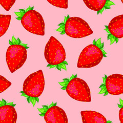 Comical strawberry seamless pattern. Stylish pattern. Strawberry.