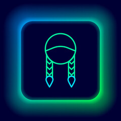 Glowing neon line Braid icon isolated on black background. Colorful outline concept. Vector