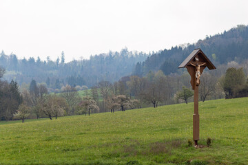 crucifix in countryside