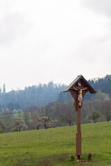 crucifix in countryside