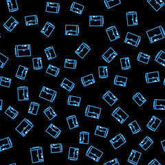 Line Shower cabin icon isolated seamless pattern on black background. Vector