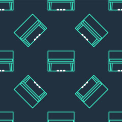 Line Grand piano icon isolated seamless pattern on black background. Musical instrument. Vector
