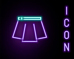 Glowing neon line Skirt icon isolated on black background. Colorful outline concept. Vector