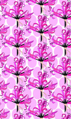 Vector illustration of amaryllis with pattern options of pink and green dotted backgrounds and patterns with amaryllises in 2 sizes