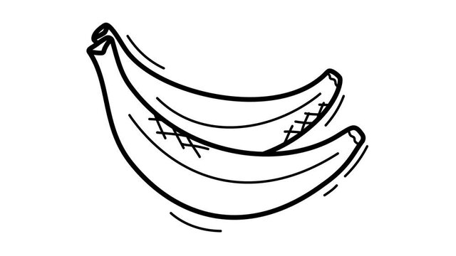banana icon animation Motion graphics 4k video motion illustration sign. Outline doodle style alpha channel
