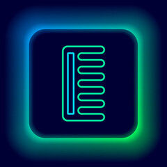 Glowing neon line Hairbrush icon isolated on black background. Comb hair sign. Barber symbol. Colorful outline concept. Vector