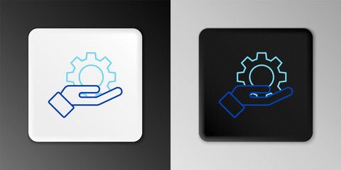 Line Hand settings gear icon isolated on grey background. Adjusting, service, maintenance, repair, fixing. Colorful outline concept. Vector