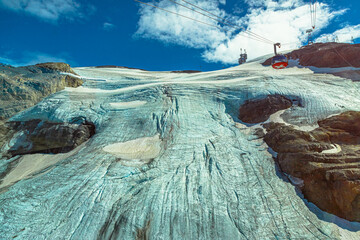Aerial view of Titlis glacier of the Uri Alps from cable car. Located in cantons of Obwalden and...