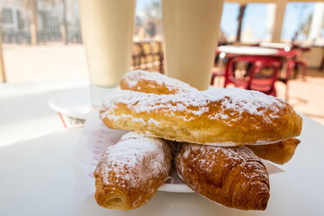 Horchata and Fartons, drink and typical food of Valencia (Spain) 