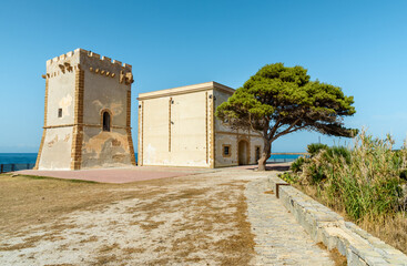 The Tower Alba or Tower of Cala Rossa, is a defense tower on the coast of the Mediterranean sea in Terrasini, province of Palermo, Sicily, Italy