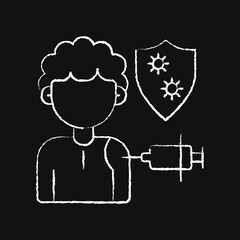 chalk icon, vaccination, vaccination of a person with a shot in the shoulder