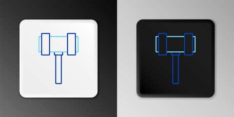 Fototapeta premium Line Judge gavel icon isolated on grey background. Gavel for adjudication of sentences and bills, court, justice. Auction hammer. Colorful outline concept. Vector
