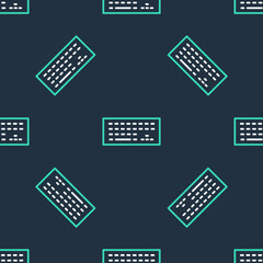 Line Computer keyboard icon isolated seamless pattern on black background. PC component sign. Vector