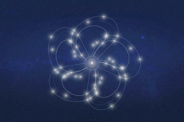 Beautiful flower fiction constellation with constellation lines. Dream fantastic wallpaper. Elements of this illustration were furnished by NASA.