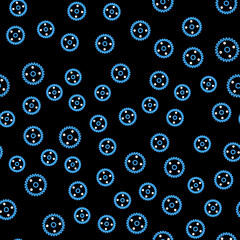 Line Gear icon isolated seamless pattern on black background. Cogwheel gear settings sign. Cog symbol. Vector