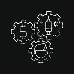 Obraz premium chalk icon, vaccination, mechanism - paid vaccination