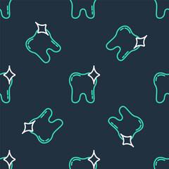 Line Tooth whitening concept icon isolated seamless pattern on black background. Tooth symbol for dentistry clinic or dentist medical center. Vector