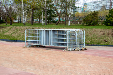 gray prefabricated mobile safety fences for police festivities,