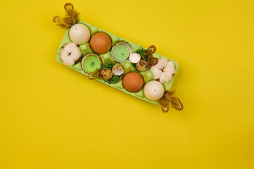 easter decor on blank background with place to insert