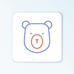 Line Bear head icon isolated on white background. Colorful outline concept. Vector