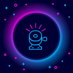 Glowing neon line Bicycle bell icon isolated on black background. Colorful outline concept. Vector