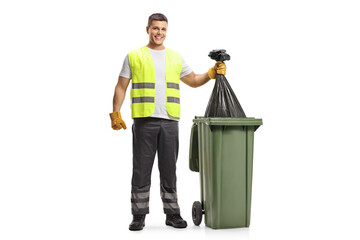 Waste collector holding a bin bag