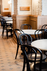 table and chairs in a restaurant