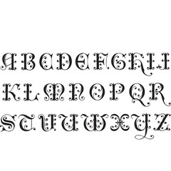12 Century Alphabet Silhouette Vector