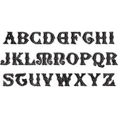11 Century Alphabets Silhouette Vector