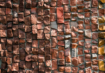 Texture of old red ceramic mosaic	