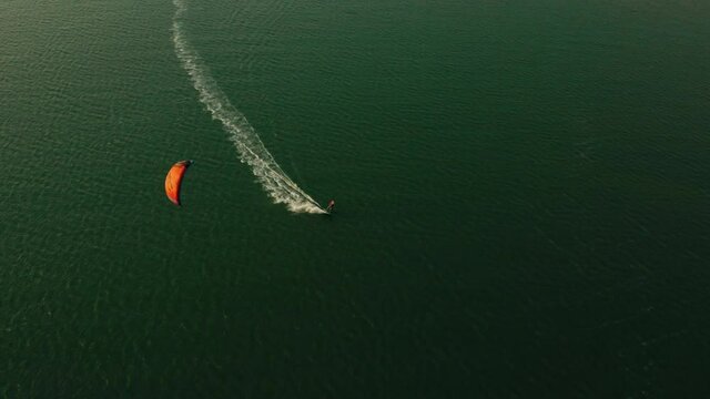 kite surfer surfing on lagoon brazil atins summer water sports travel tourism summer 4k