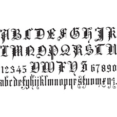 Church Style Letters and Numbers Silhouette Vector