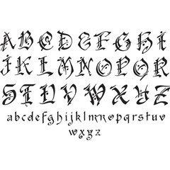 Japanese Style Alphabets Silhouette Vector