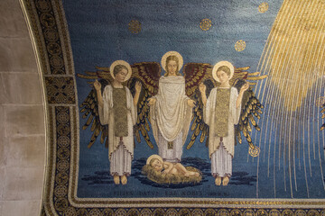 Mount Tabor. Israel. January 27, 2020: Interior of the Transfiguration Church on Mount Tabor