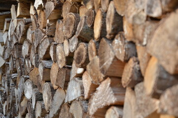 Closeup on piled woods