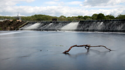 A long exposure of a weir in Wakefield England