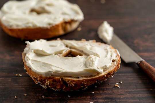 Everything bagel with cream cheese