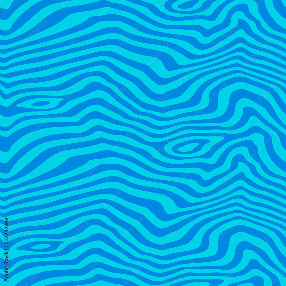 Poster Abstract Seamless Pattern with Water Stripes. Vector Blue Background with Waves. Illustration of Ocean, Sea