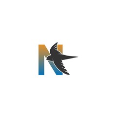 Letter N logo with swift bird icon design vector