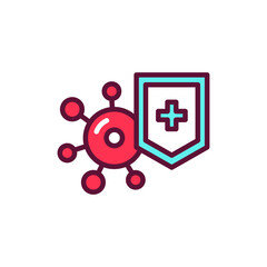 Virus protection line icon. Isolated vector element.