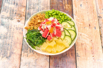 Poke bowl with surimi