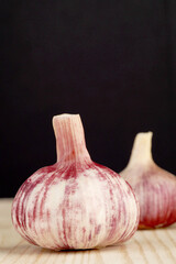 Fresh young garlic, isolated, close-up. Head of garlic. High quality photo