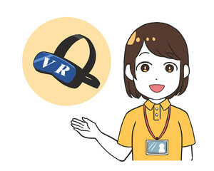 VRを説明する介護士　女性　文字付き