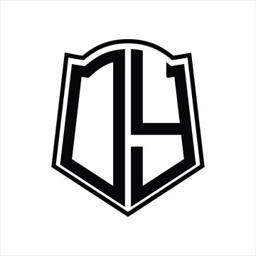 recommend clip art: Logo monogram with shield shape outline design template