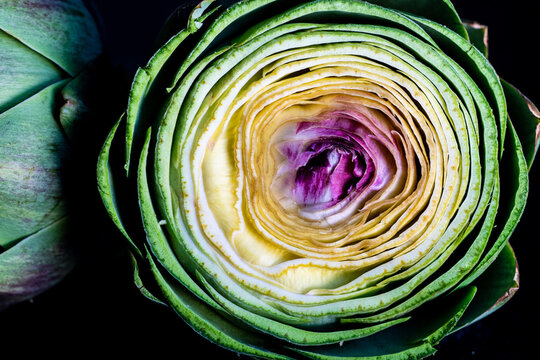 Closeup of sliced artichoke 