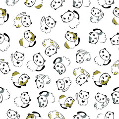 seamless pattern with funny kittens