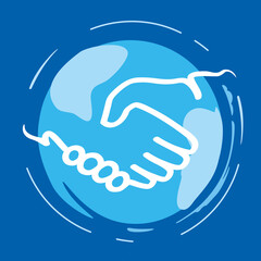 POIGNÉE DE MAIN ET GLOBE TERRESTRE