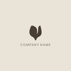 Simple, elegant, minimalistic, stylized tulip symbol or logo, consisting of one element. Made with a smoothed spot.